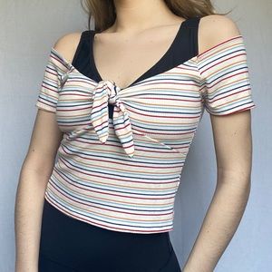 Forever 21 Off The Shoulder Colorful Stripped Large Top